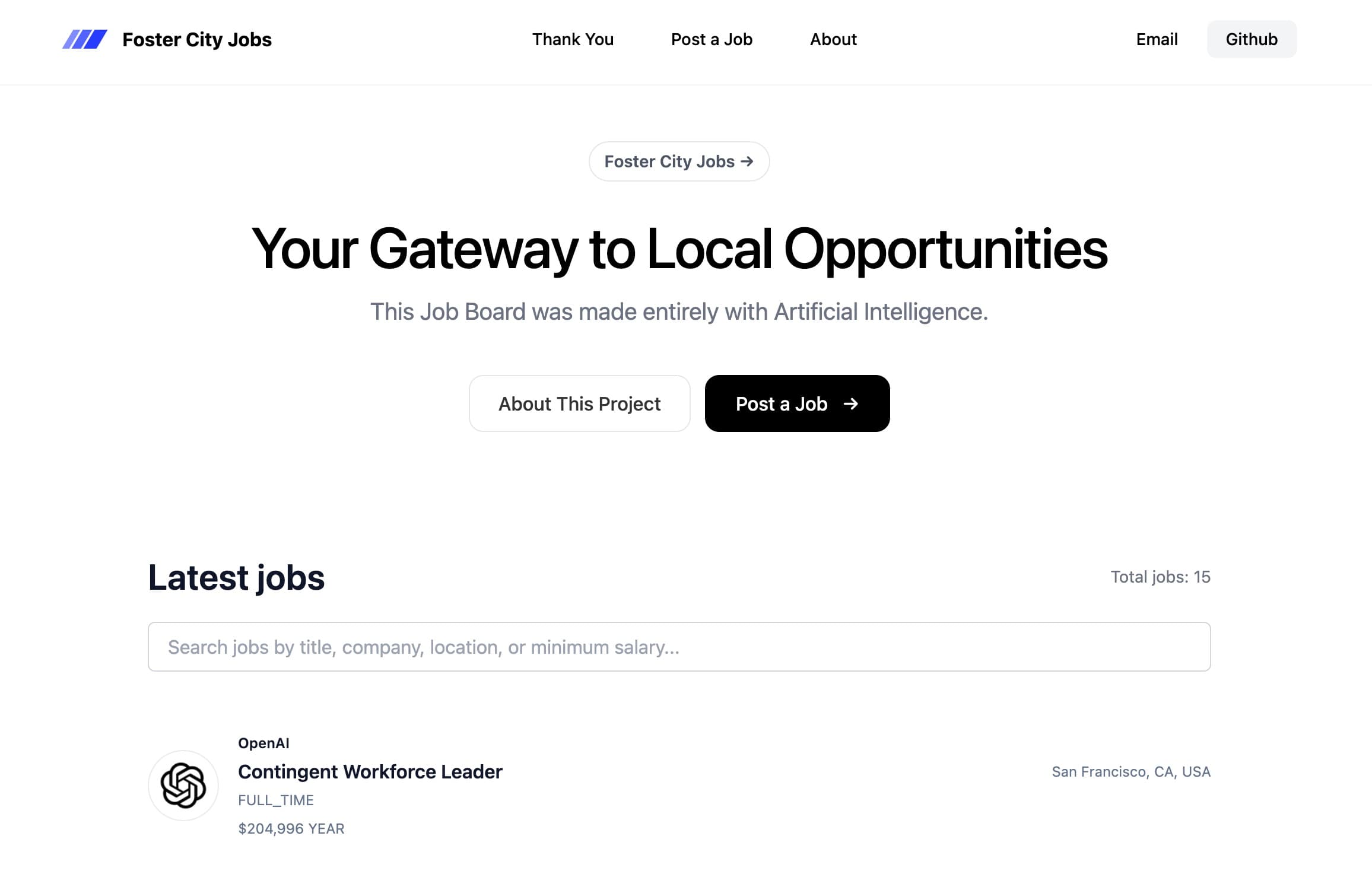 Foster City Jobs dashboard